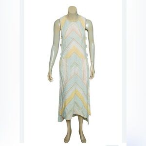 Free People New Romantics Dress S Maxi Striped Embroidery Buckle Sides Slits